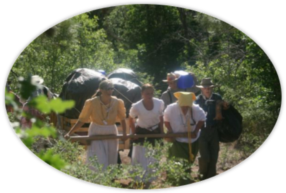 pioneer handcart reenactment image for trek activities and pioneer heritage